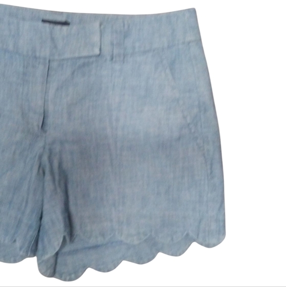 J. Crew Chambray Scalloped Hem Cotton Chino Style Shorts Size 0 - Picture 4 of 8